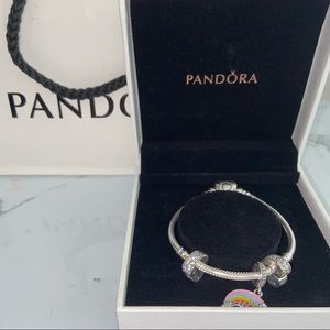 Pandora Heart Clasp Snake Chain Bracelet & Charms